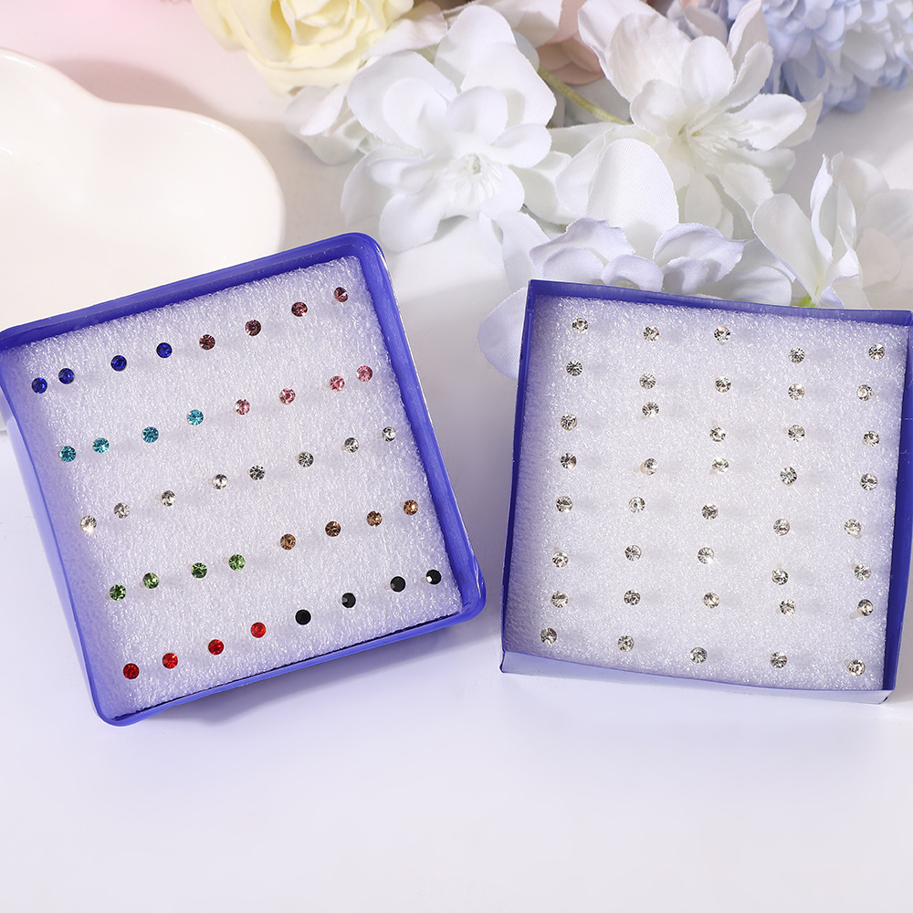 Korean-style colored resin ear studs, niche and high-end plastic earrings, fashionable rhinestone ear stud set, PDD ear bone studs pic 2
