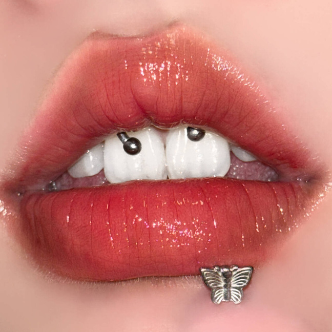 小天鹅蝴蝶内牙唇钉不锈钢个性鹿角耳骨钉欧美新款唇饰穿刺饰品详情6