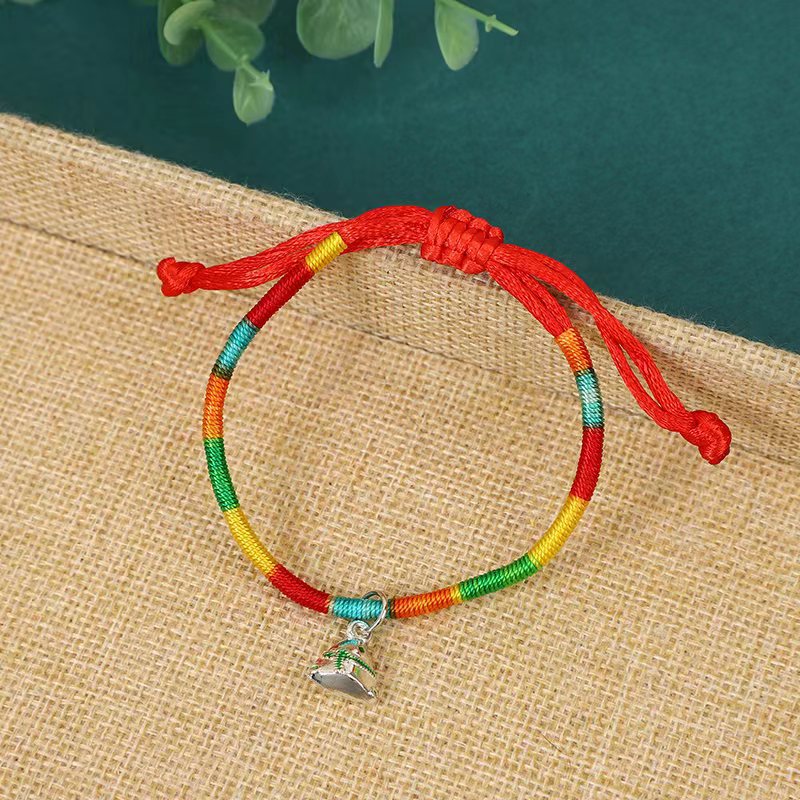 端午节五彩绳足银粽子民族风手工编织五彩粽子手绳礼物国风传统简详情7