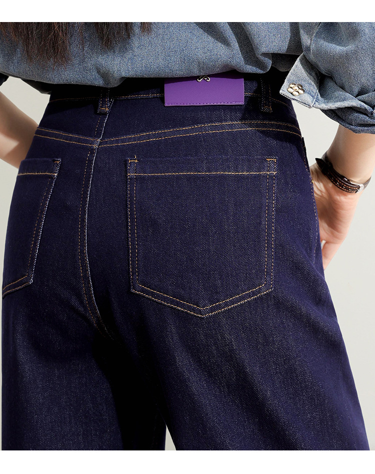 Factory direct sales of new style wholesale deep blue narrow jeans for women, casual and laid-back floor-length straight-leg pants with four-sided elasticity pic 15