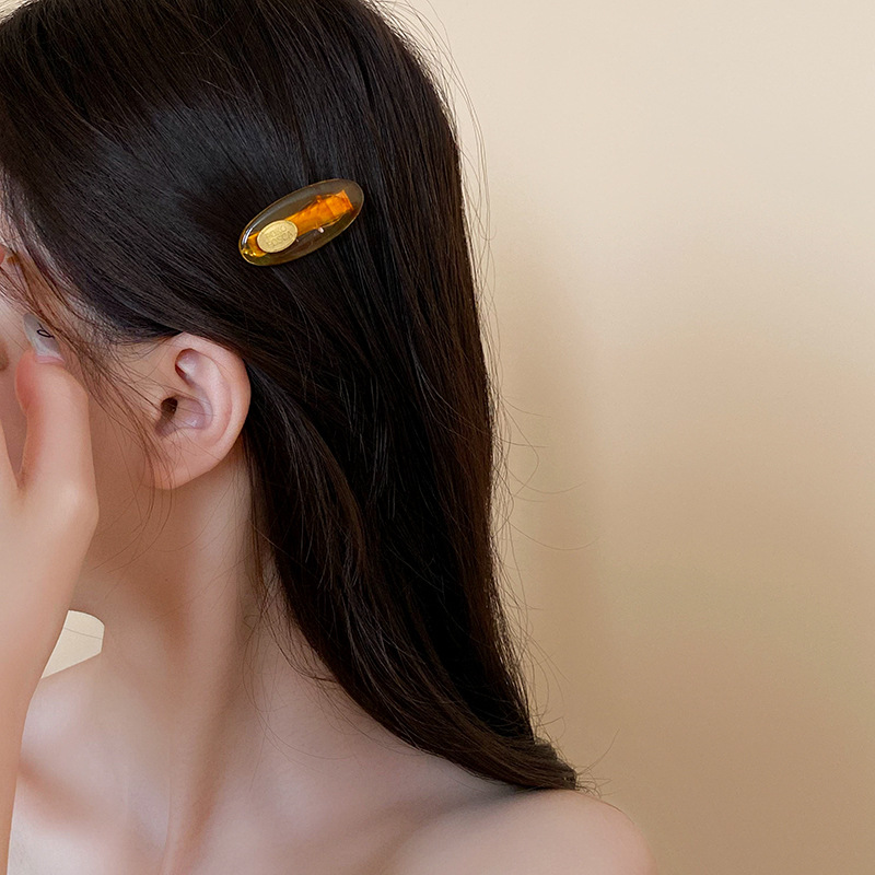 韩国东大门水滴树脂发夹气质时尚百搭鸭嘴夹简约高级感发饰批发女详情7