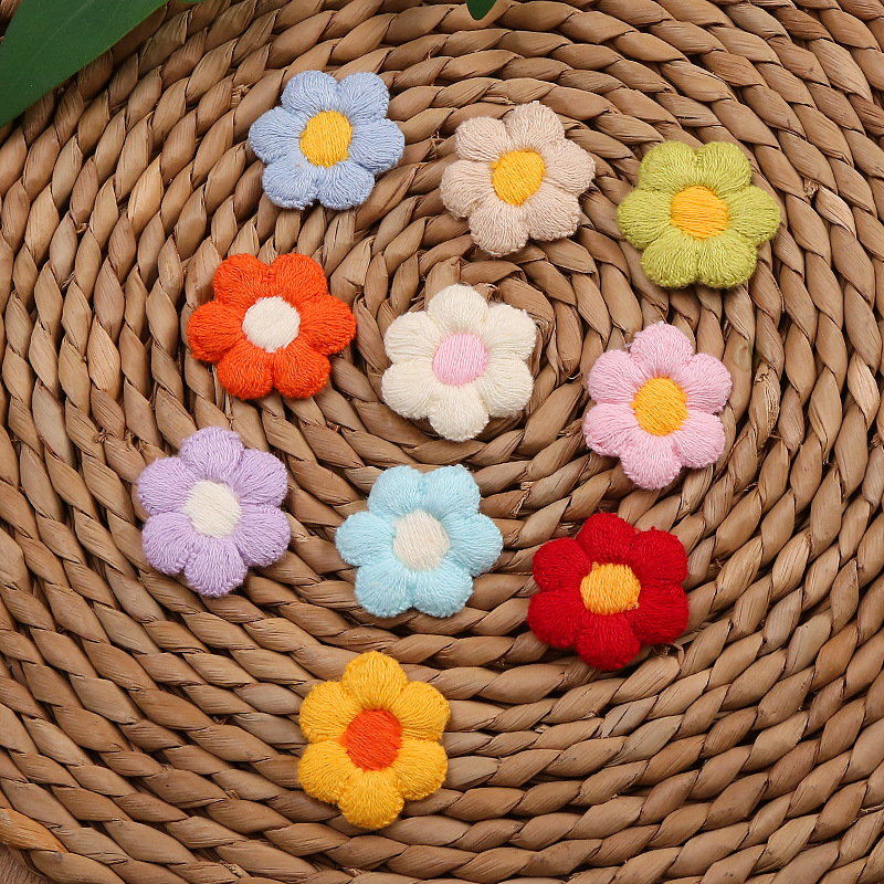Multicolored knitted flower yarn with colorful lace, 3-centimeter-wide clothing accessories manufacturer for sale pic 1