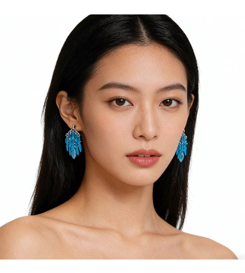 时髦个性轻奢水滴几何水滴流苏耳环女直播爆款超闪气质高级感耳饰详情8