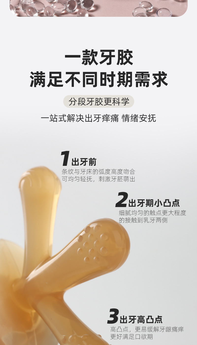 婴儿牙胶磨牙棒食品级硅胶舒缓宝宝出牙不适可高温消毒安全耐咬详情5