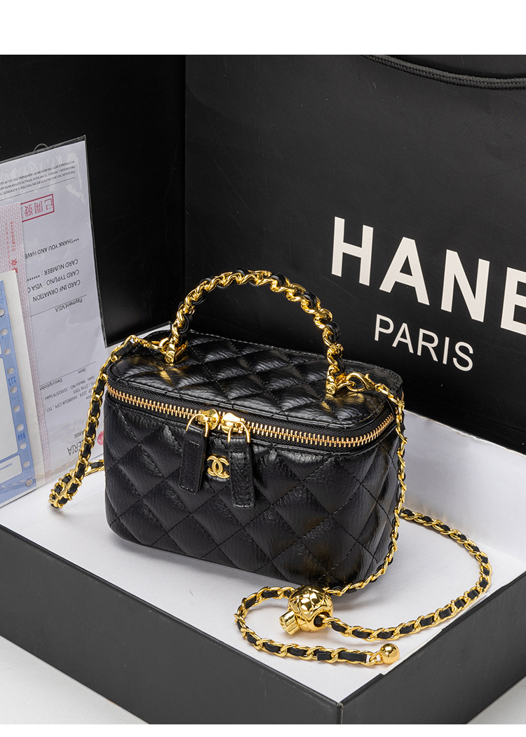 小香风盒子包包女士手提包2024新款时尚菱格链条包百搭单肩斜挎包详情3