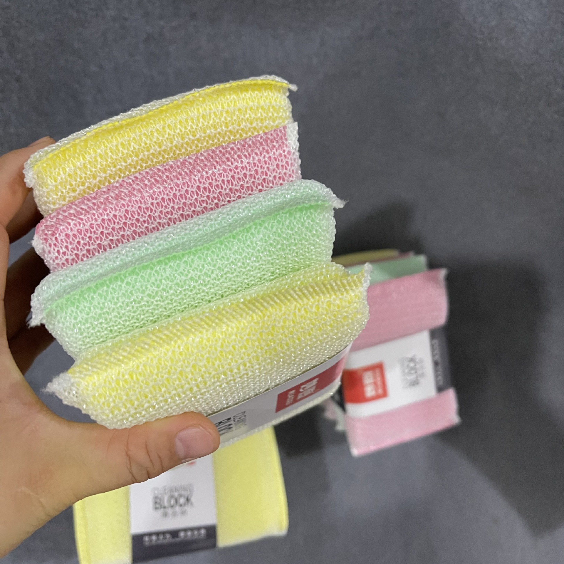 【 Zone 3-2 】 Four thick color pieces: 20 yuan per pack, 300 yuan per box. Four thick sponge dishwashers, dishwashing sponge cleaning blocks, sponge blocks, four sponge sponges, 2 yuan for supply pic 6