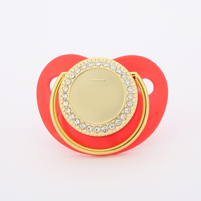 Solid color pacifier, diamond-encrusted silicone, baby teething and baby products, wholesale pacifier tips, simulated biting pacifier pic 8