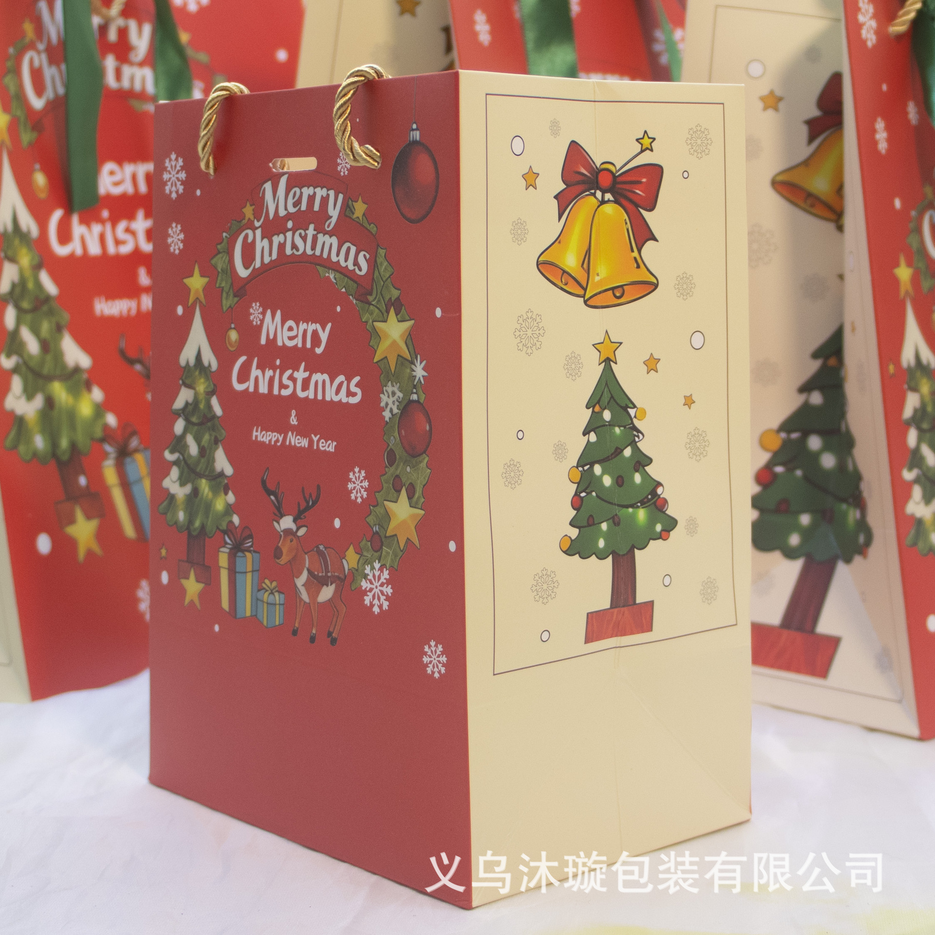 圣诞节礼物袋纸袋平安夜苹果花束礼品包装袋蝴蝶丝带手提袋礼品袋详情11