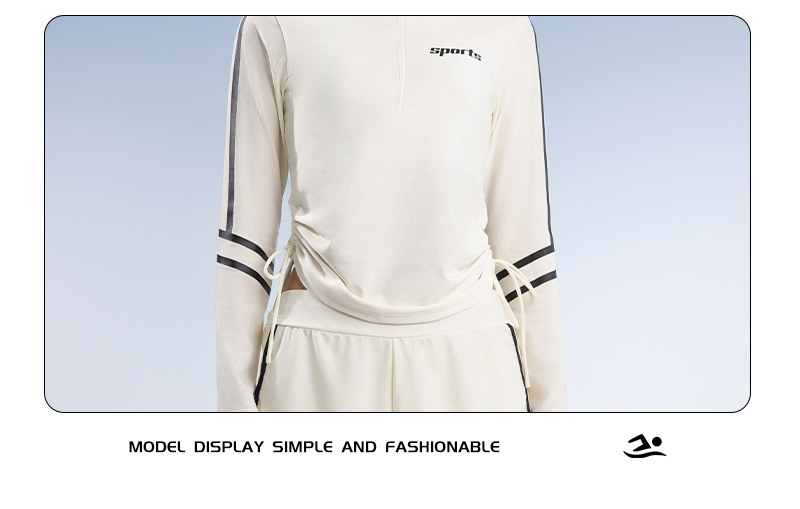 The new two-piece swimsuit for women is conservative. It dries quickly, slimming and concealing the belly. It is a long-sleeved sports swimming suit specially designed for swimming pools to hide flesh pic 18