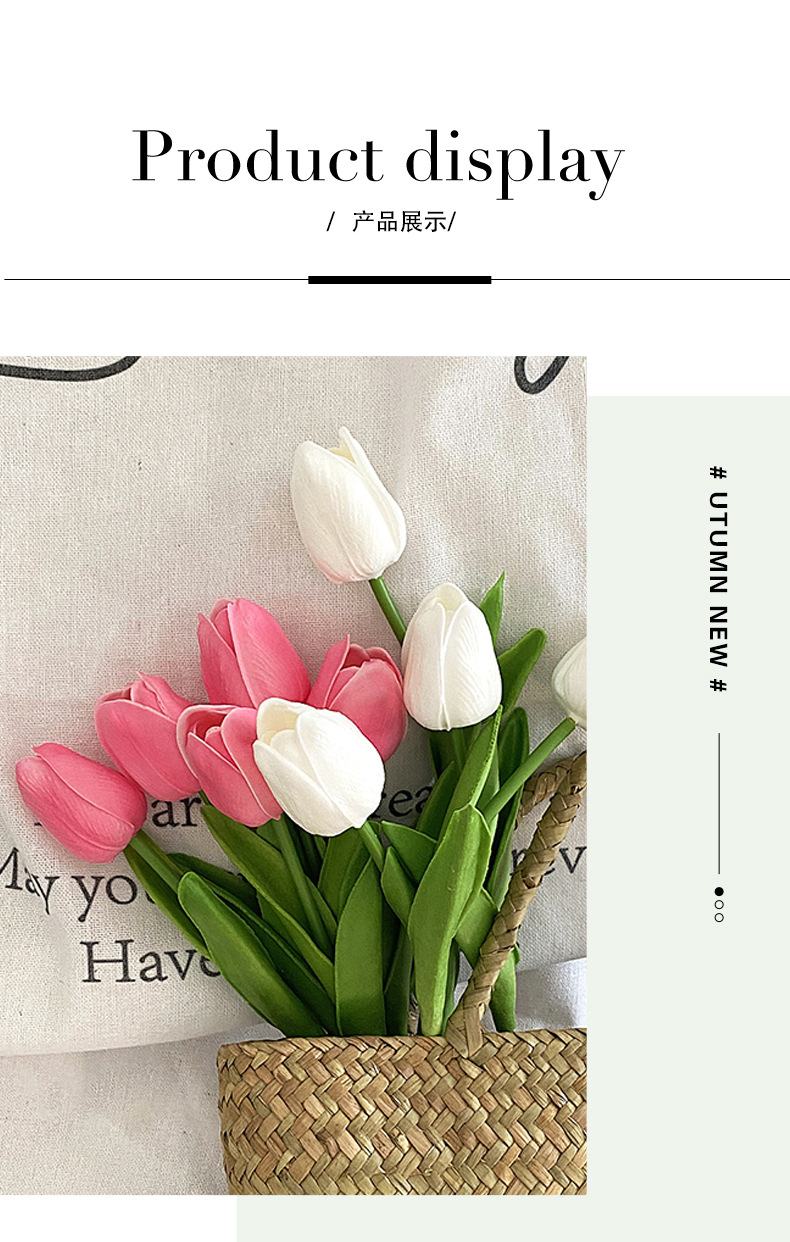 PU mini tulip simulation flowers, artificial bouquets, living room decoration flowers, table flowers, arrangement flowers, floral art, photo bouquets wholesale pic 8