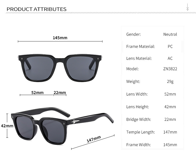2025 new square-framed sunglasses, UV-blocking sunglasses, street style fashion and internet-famous glasses pic 9