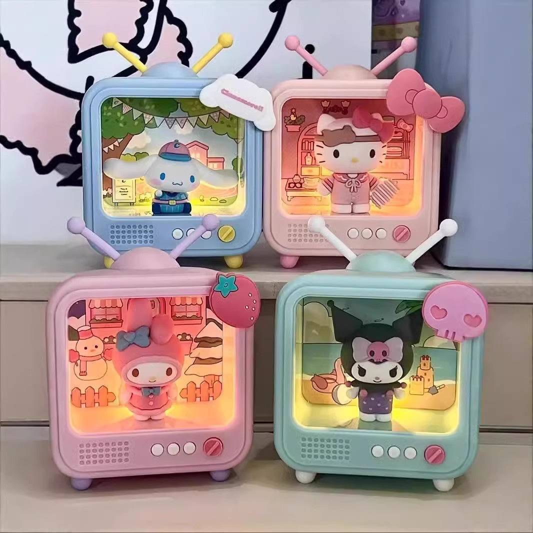 Sansano TV Night light Blind Box figurine Glowing Ornament Kuromi Melody Girl Heart Birthday Wholesale pic 3