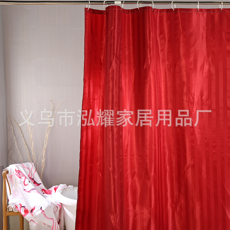 厂家批发涤纶阴阳条卫生间浴帘沐浴帘防水隔断门帘酒店专用浴帘详情3