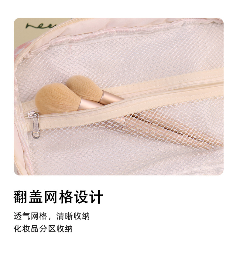 新款格子可爱化妆包大容量高级感多功能洗漱包手提收纳包一个起批详情15