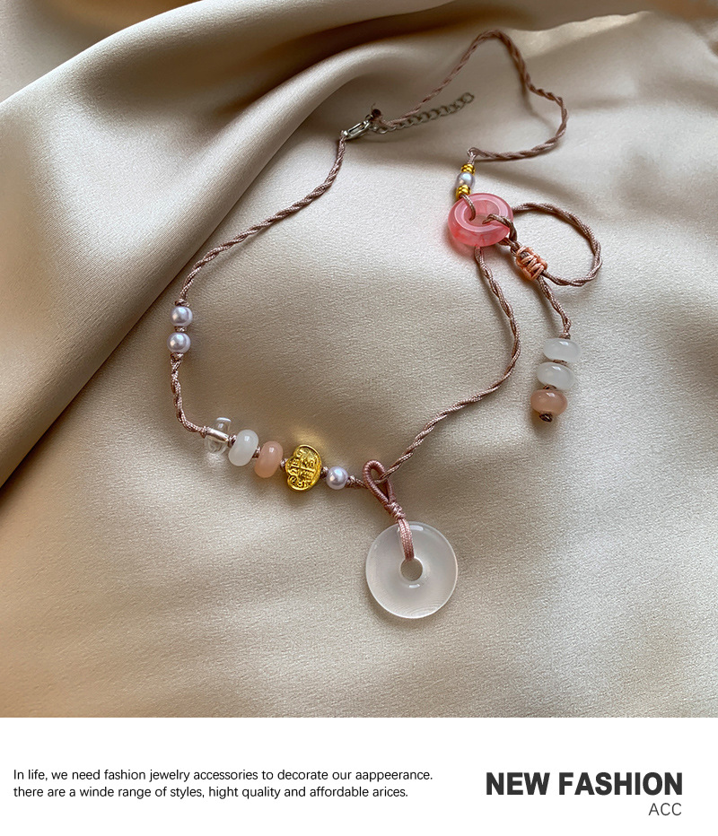 New Chinese-style peace buckle woven necklace for women, a niche design, with a sense of sophistication, sweetness, fashion, versatility and individuality pic 8