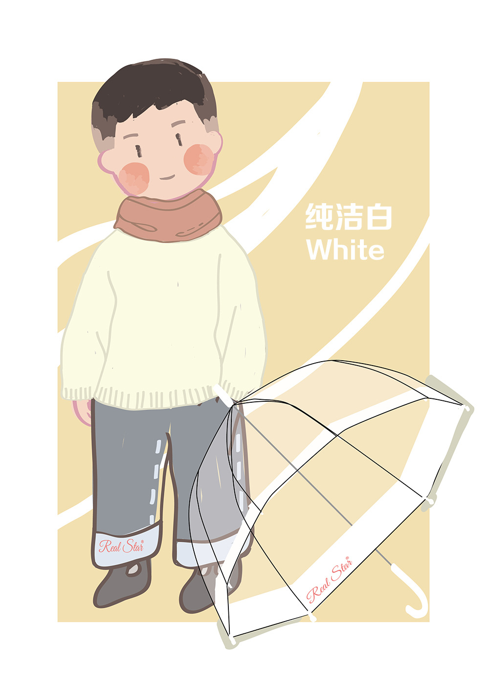 星宝可印刷logo儿童伞清晰透明黑边伞厂家现货批发50cm8骨自动伞详情12