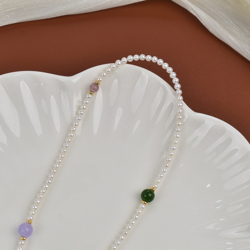 天然淡水珍珠项链女轻奢简约百搭锁骨链S925银玛瑙石珍珠颈链详情11