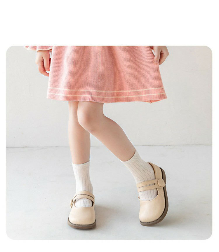 一件代发女童袜子春秋款儿童纯色中大童棉袜中筒袜女孩同色公主袜详情16