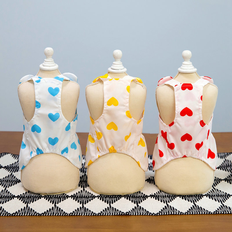 Spring and summer painted drawstring dress set, pet dog teddy Bichon Frise small dog vest style chest and back dog clothing pic 12