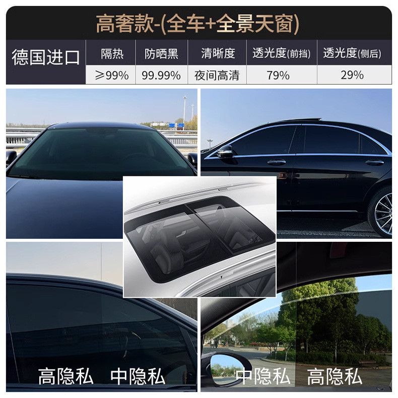汽车贴膜车窗贴膜太阳膜前挡风玻璃防晒隔热膜防爆膜隐私膜全车膜详情18