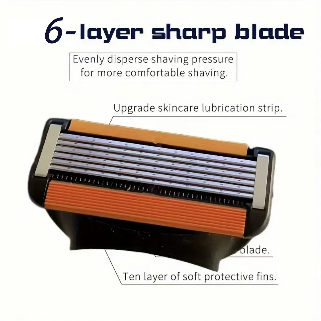 6-Layer Manual Razor For Men跨境高品质男士手动剃须刀6层刀头详情2
