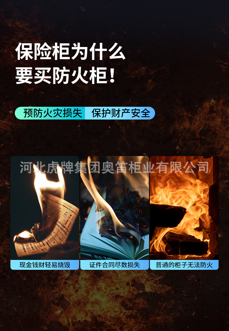 虎牌保险柜防火防水家用小型手提收纳保管箱车载智能保险箱防盗详情3