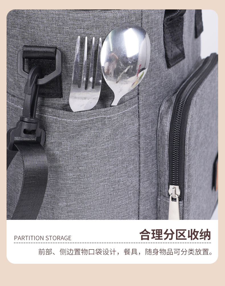 跨境亚马逊牛津布餐包单肩斜挎包保温饭盒收纳包折叠便携保温冰包详情21