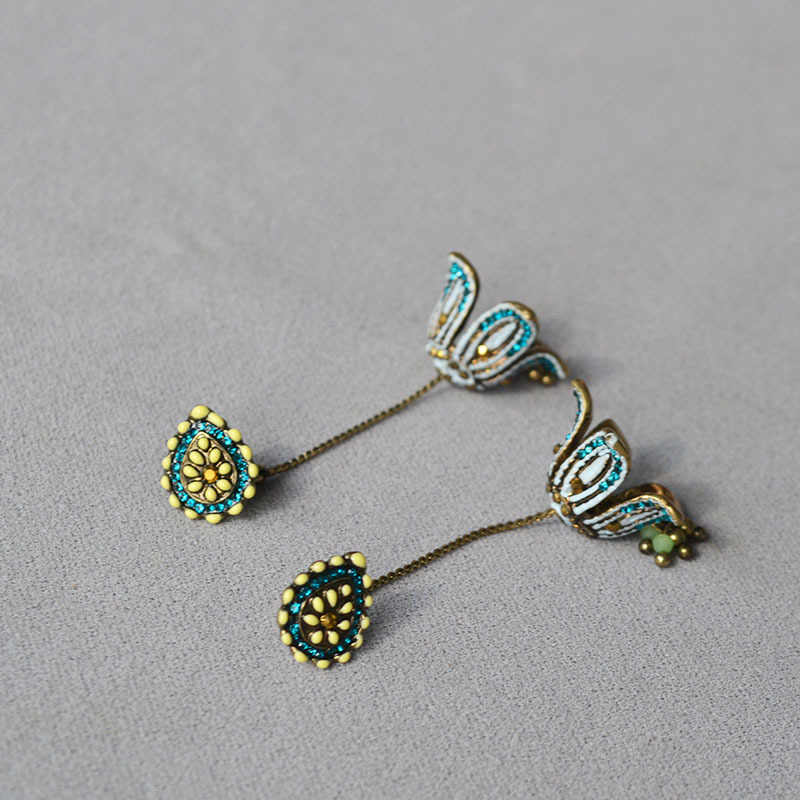 中餐厅姜研同款花朵流苏耳钉女复古轻奢优雅波西米亚小众耳环耳饰详情7