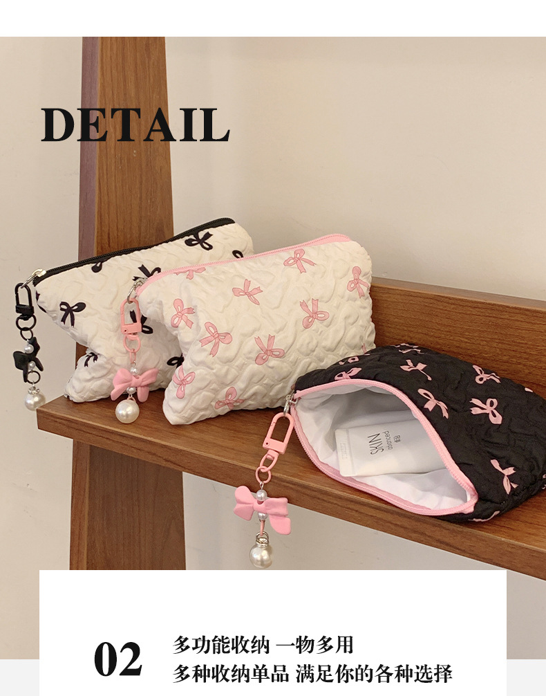 跨境蝴蝶结化妆包高颜值零钱包收纳包可爱化妆包大容量高级感包包详情8