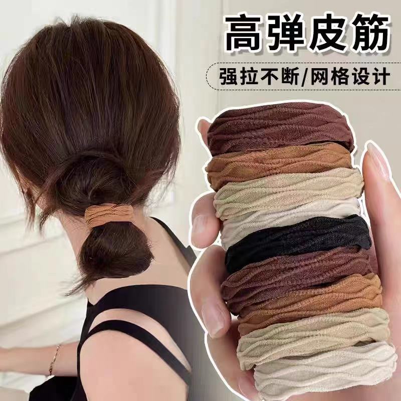 High-elasticity Maillard hair ties, durable rubber bands for tying hair, high ponytail hair bands, simple and elegant headwear for sale pic 3