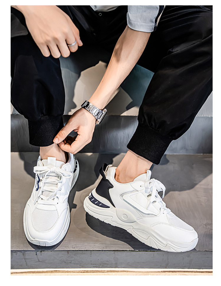 夏季男鞋新款透气网面运动鞋男士潮流百搭小白鞋厚底休闲老爹鞋男详情10