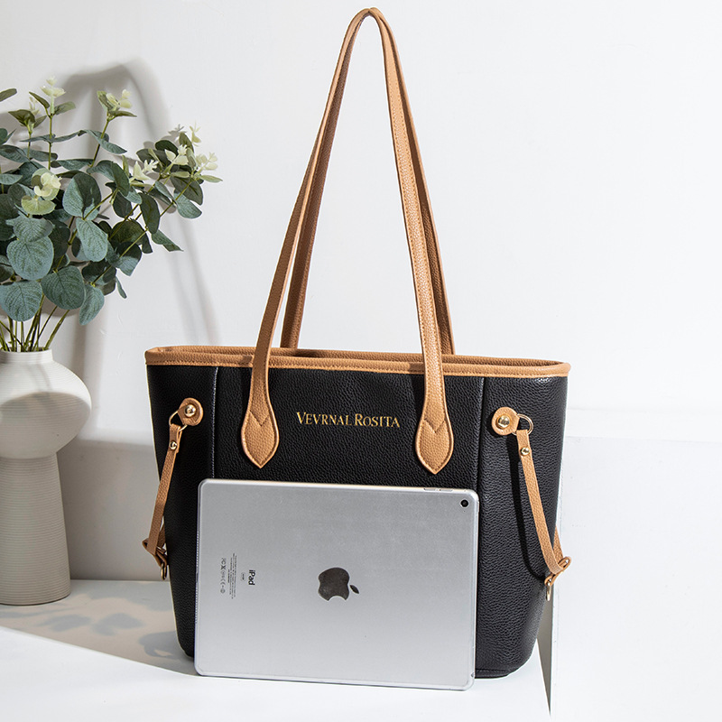 外贸货源厂经典购物袋油边托特包大号多色妈咪包大容量单肩女包详情30