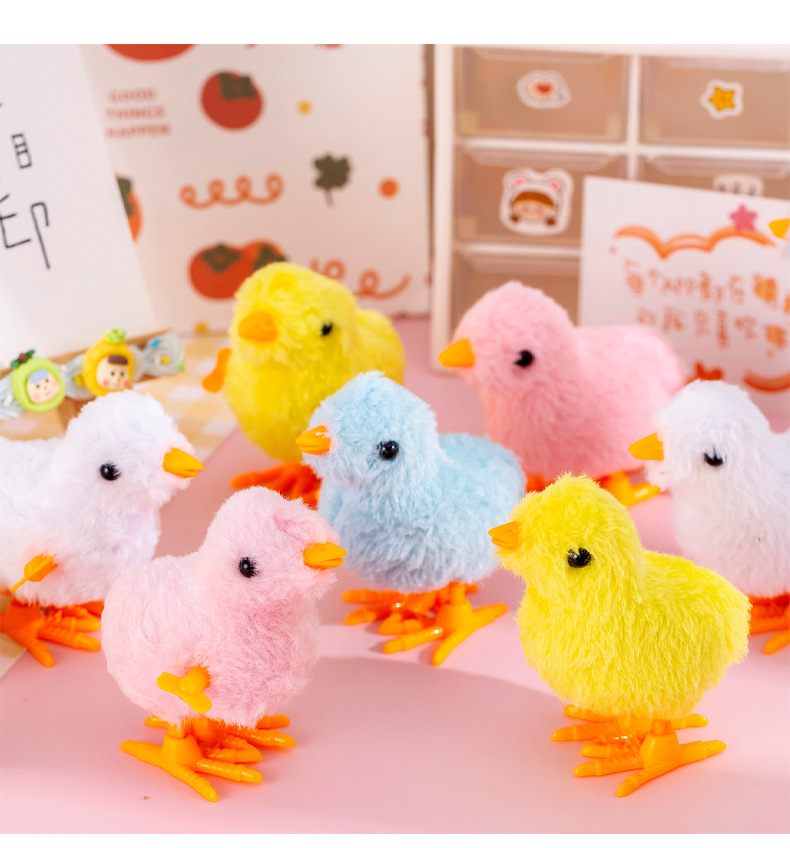 网红跳跳可爱仿真发条上链毛绒小鸡玩具会动会走跑宝宝儿童益智详情8
