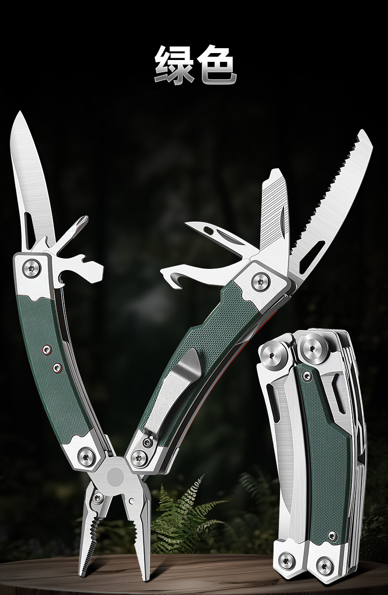 多功能野营工具钳折叠压接不锈钢迷你断线剥线组合刀钳五金工具详情4