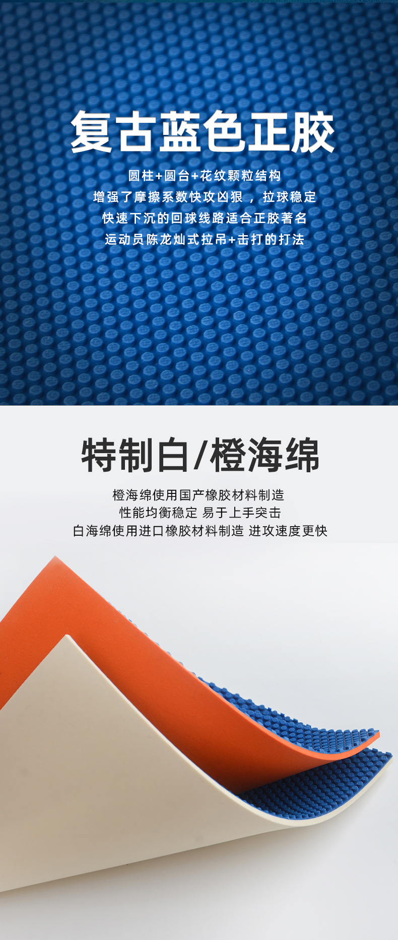 流星钻石845正胶乒乓球拍胶皮蓝色颗粒诡异削球防弧进攻套胶正品详情2