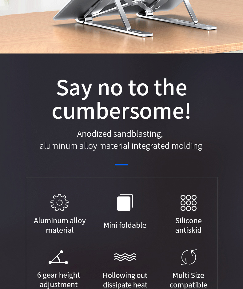 Cross-border computer stand, notebook lift and heat dissipation stand, portable storage, aluminum alloy multi-functional N3 pic 22