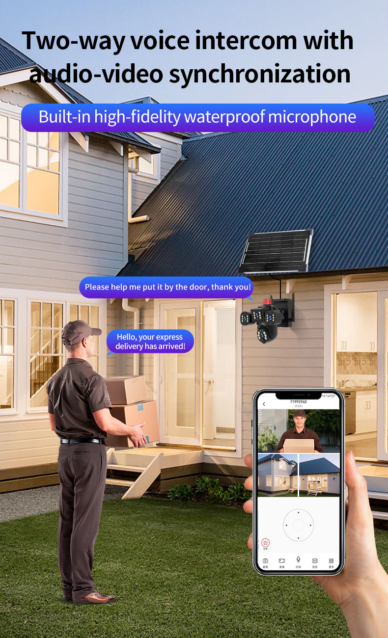 foozac three-screen solar monitor night vision high-definition outdoor orchard camera without electricity or network pic 19