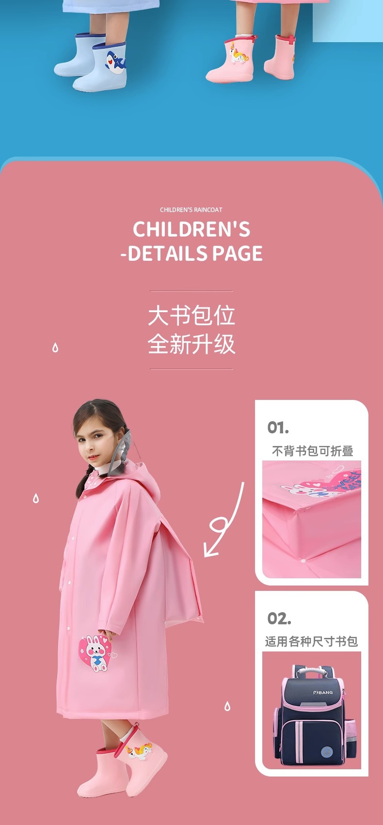 儿童雨衣儿童5-12岁7-12岁带书包位宝宝雨衣小学生雨衣全身防暴雨详情4