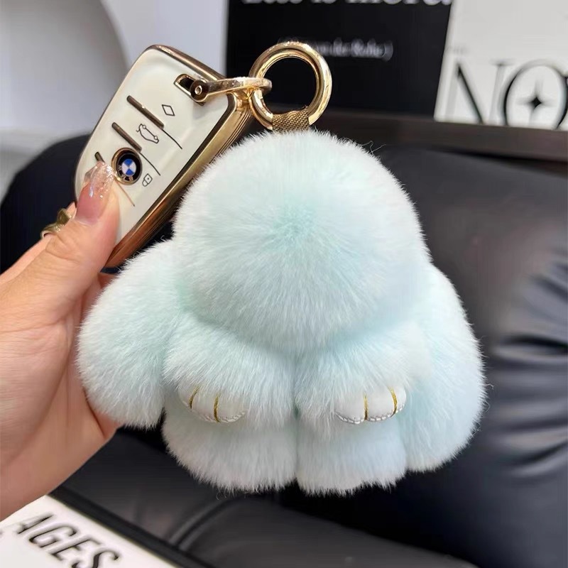 正版可爱獭兔毛公仔小兔子汽车钥匙扣挂件毛绒批货玩偶装死挂饰兔详情23