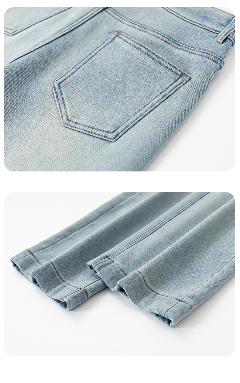 Retro fleece jeans for women's autumn and winter 2025 new high-waisted loose narrow light-colored straight-leg wide-leg pants pic 26