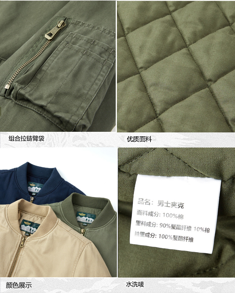 2024春秋新款飞行夹克棉衣男款V领青年上衣工装外套男春秋款棉服详情18
