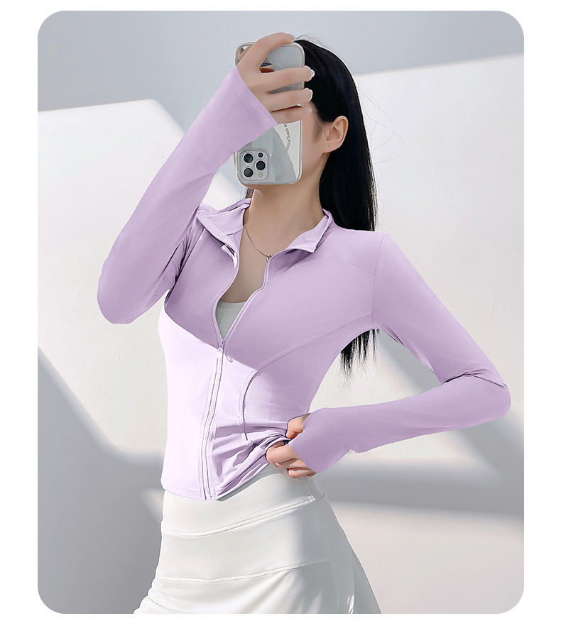 聚衣堂防晒瑜伽服裸感户外紧身透气运动健身外套上衣女详情32