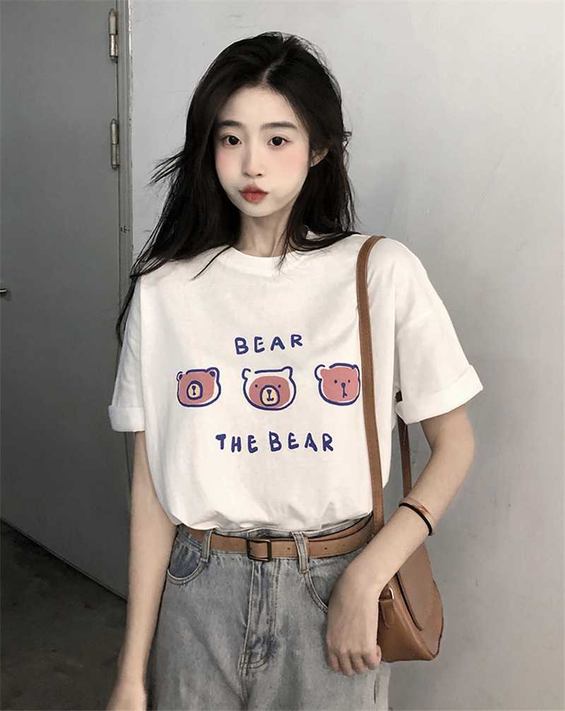 夏季新款短袖t恤女宽松韩版ins女装百搭卡通印花内搭半袖上衣详情8