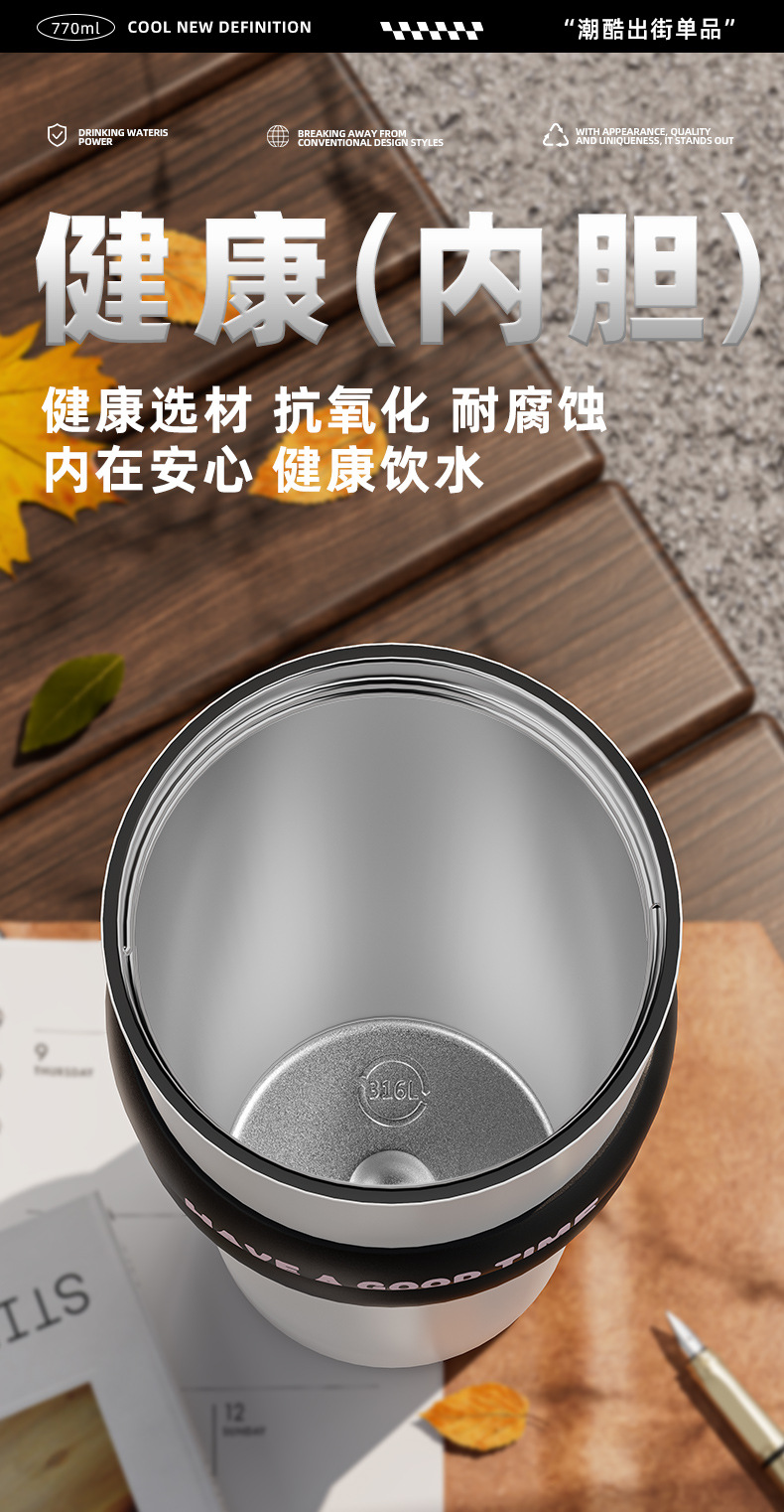 高颜值巨无霸保温杯316不锈钢陶瓷内胆咖啡新款冰霸杯吸管水杯详情11