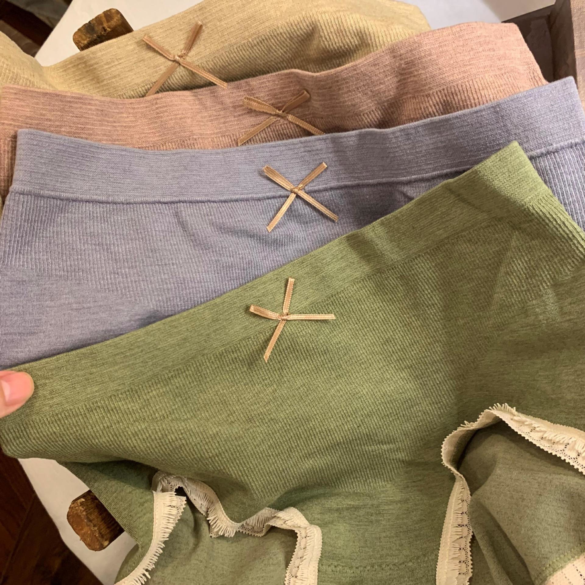 日系暗黑简约舒适中腰蕾丝边少女高弹纯棉透气孔档女生三角裤详情45