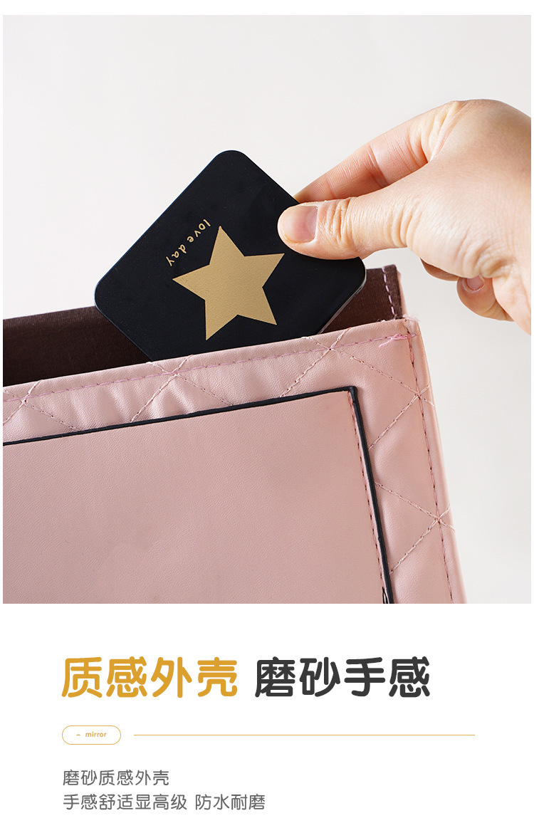 双面小镜子女随身户外便携带折叠手持不锈钢桌面可立迷你化妆镜详情6