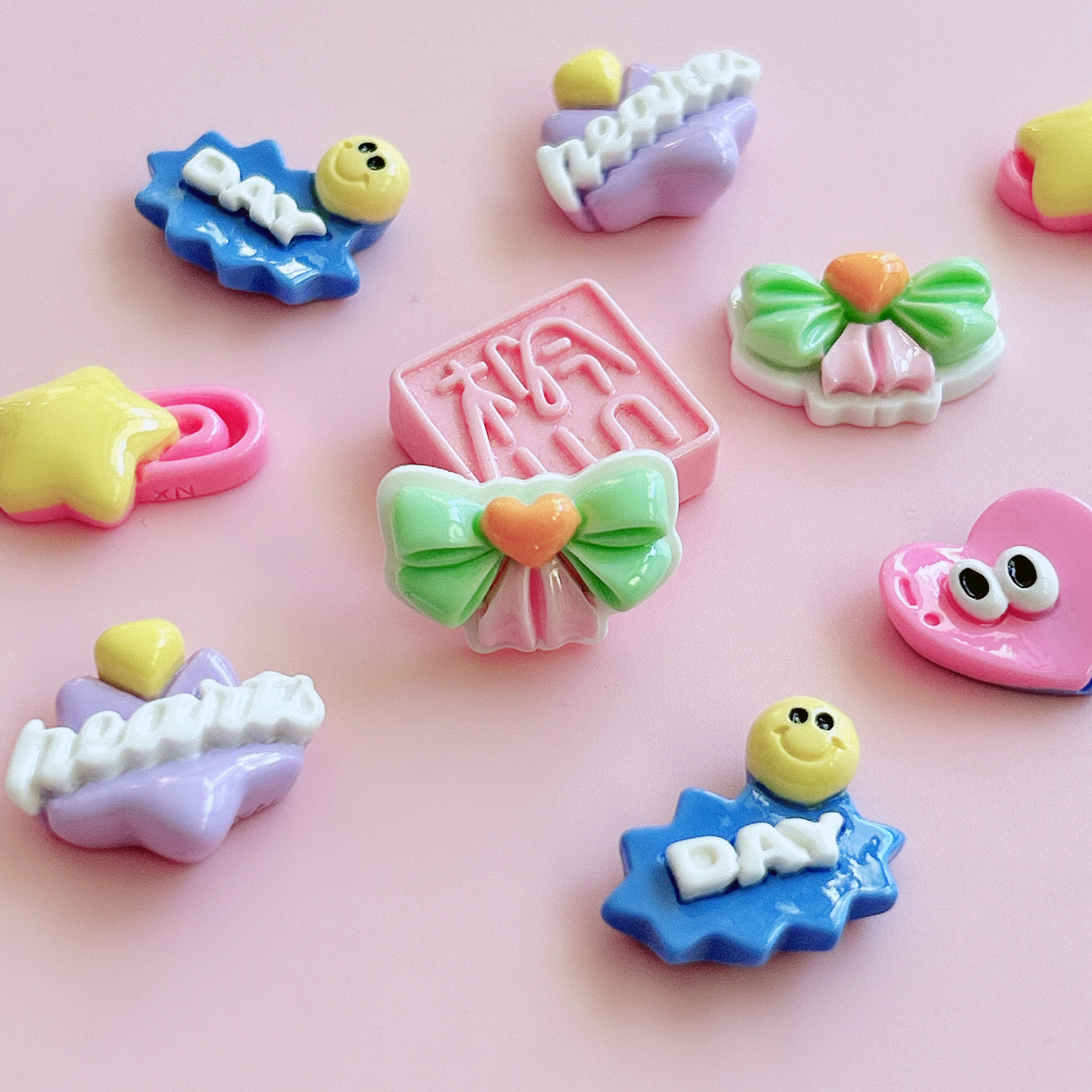 XN Star Pin, Bow sign, Heart-shaped Big eyes, diy resin jewelry accessories, Handmade hair clip stickers pic 7