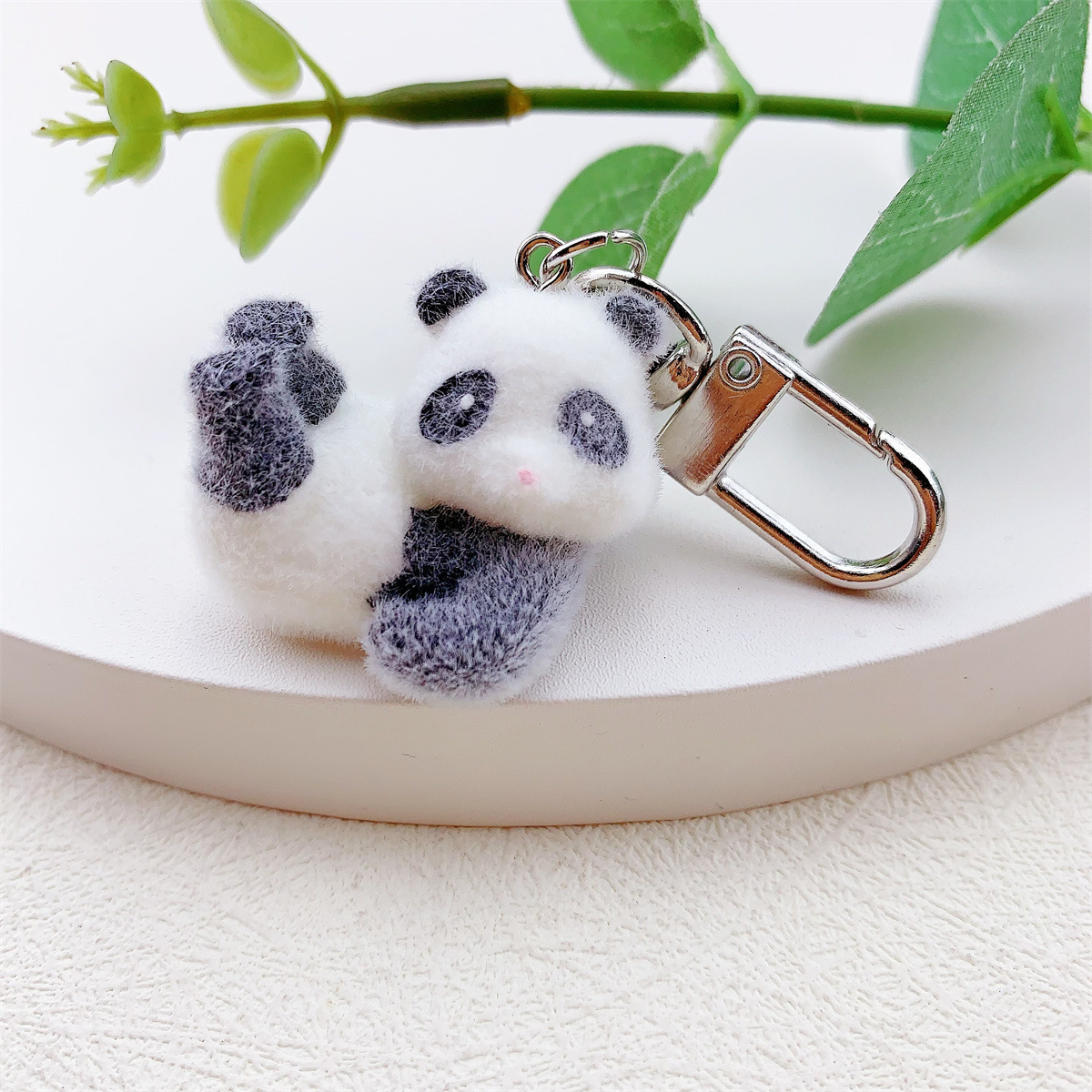 New resin flocking three-dimensional cartoon cute panda mobile phone chain keychain DIY accessory pendant pic 8