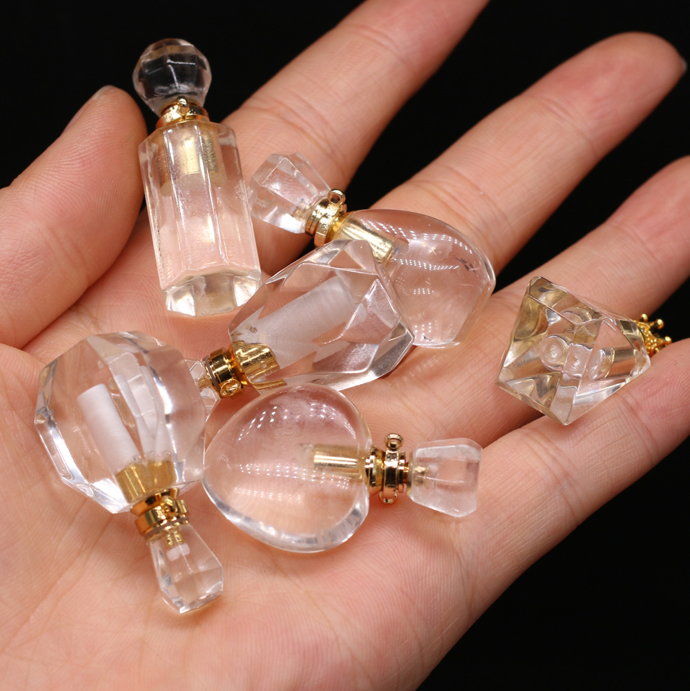 Exquisite natural semi-precious stone perfume bottles, white crystal, various shapes, DIY accessories, fashionable and exquisite wholesale production pic 42