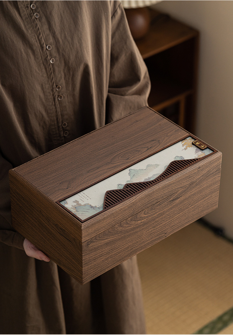 仿古茶叶礼盒包装空盒陶瓷山水茶叶罐龙井绿茶红岩茶通用定制logo详情10